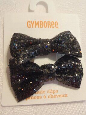 Gymboree Animal Party Black Glittery Hair Clips NWT